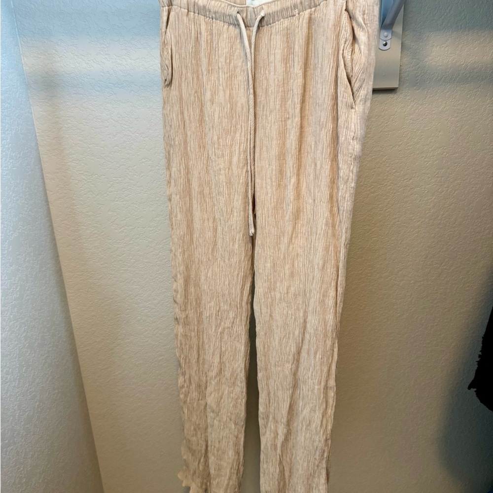 Lightweight Beige Drawstring Pants